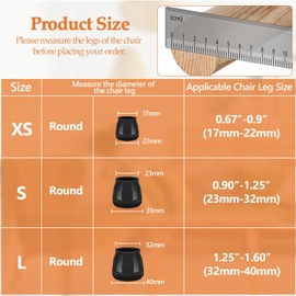 16pcs Round Chair Leg Floor Protectors, Felt Pads Chair Leg Protectors for Hardwood Floors, Silicone Chair Leg Cups Covers Felt Pads, Prevents Scratches & Reduce Noise, Black, X-Small