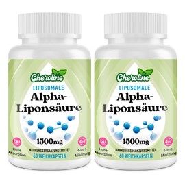 Cheroline Liposomale Alpha-Lipons?ure Weichkapseln 1500mg pro Portion, mit Acetyl-L-Carnitin 900 mg, Ubiquinol 100mg und Vitamin E 15mg, 4-in-1-Formel (60 stck (2er Pack))