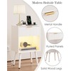 ASACESCU White Fluted Nightstand with Charging Station, Modern Bedside Table