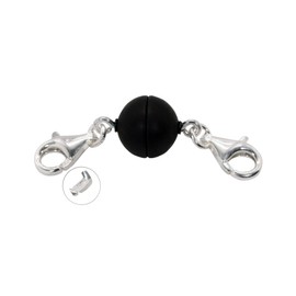 My Home Crystal Magnetic Clasp with 2 x 925 / 35 Silver carabiner clasps, to attach to Jewellery and Bracelets, 30 Colours, Silver