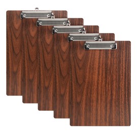 A4 Clipboard,5 Pack Wooden Clipboards Folders Clip Board with Low Profile Clip and Hanging Hole
