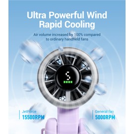 Diveblues Portable Handheld Turbo Fan, 5 Gear Wind, Battery Operated, Up to 12 Working Hours, 3 IN 1 Hand Fan with Air Turbo Tech Cooling Fan for Outdoor Activities, Travel, Working