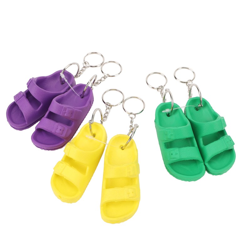3 Pairs Slipper Keychain Silicone Multifunctional Key Chain Key Ring