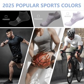 Men's 6 Pack Athletic Socks,Moisture Wicking Running hose, Arch Support Low Cut Stocking,Breathable Mesh,Anti-slip Anti-blister,Wear-resistant material to trek raveling&Track&Skateboard&Ride&（White）