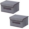 EURXLQ 2 Grey Foldable Storage Boxes with Lids 26 x