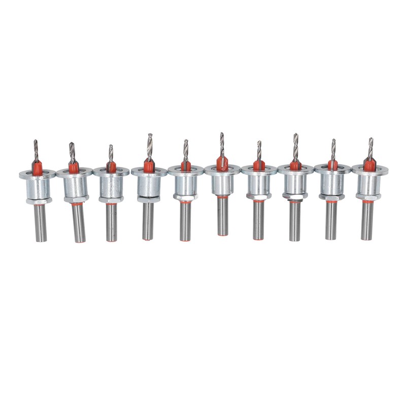 10PCS Countersink Drill Bits Adjustable Stop Tapered Countersink Bit for