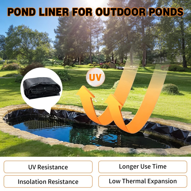 THOOUM 20x30FT Pond Liner for Outdoor Ponds, Reinforced PE Fish