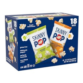 SkinnyPop SkinnyPop Popcorn, Original and Dairy Free White Cheddar, Gluten-Free, Non-GMO, 0.5oz Individual Size Snack Bags (18 Count)