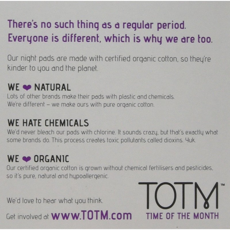 TOTM Organic Cotton Night Pads, Pack of 10