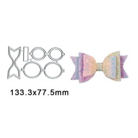 Adies 3pcs Flower Bows Metal Die Cuts,Flower Kids Hair Bow Clip Cutting Dies Cut Stencils for DIY Scrapbooking Decorative Embossing Paper Leather Scrapbooking Card Making, 13.3x7.8cm/5.23''x3.07inch