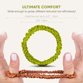 Rozac Set of 3 100% pure 22 Momme Melburry Silk Scrunchies for hairs Gentle on all hair types with good Elastic Thin Fashion Scrunchies for hairs and wrist band for girls and women