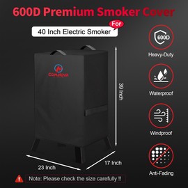 Comnova 40 Inch Electric Smoker Cover for Masterbuilt - 600D Smoker Covers for Masterbuilt Smokers Heavy Duty Waterproof, Vertical Smoker Cover for Masterbuilt, Char-Broil, Cuisinart 40 Inch Smoker