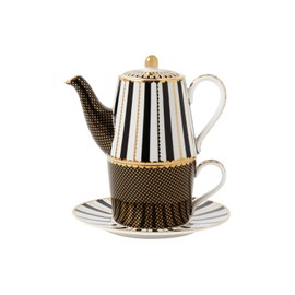 Maxwell & Williams Teas & C's Regency Tea for One with Infuser 340ML Black Gift Boxed