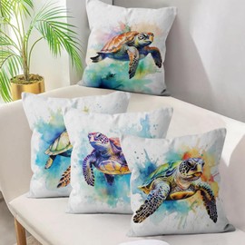 ASDCXZ Maritime Cushion Cover 40 x 40 cm Set of 4 Retro Maritime Anchor Starfish Hippocampus Sofa Decorative Cushion Covers Washable Polyester Linen Textile Cushion Cover Cushion Cover