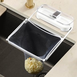 Kitchen Sink Hanging Strainer with 100 Sink Strainer Net Bag, Stainless Steel Corner Sink Basket Holder Mesh Sink Strainers for Kitchen Sink Food Catcher, Sink Trash Catcher for Garbage Leftovers