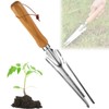ZoneYan Manual Weeder Stainless Steel Weeder with Wooden Handle and