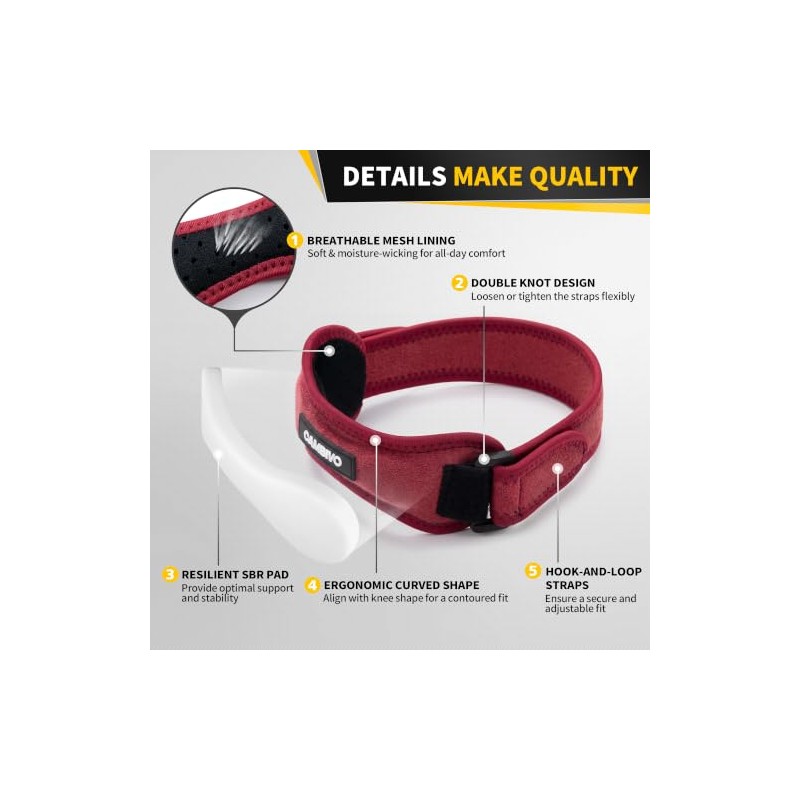 CAMBIVO 2 Pack Patella Tendon Knee Strap for Meniscus Tear