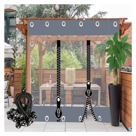 Outdoor Transparent Tarpaulin Curtains Vinyl Waterproof Tarpaulin 0.5mm PVC Tarp Curtain Thermal Insulation Curtains for Patios Porches (Color : Gray LXH, Size : 2.1x2.2m/6.9x7.2ft)