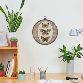 GWFSJYU Vintage Butterfly Framed Wall Art, Butterfly Bathroom Decor, Butterflies Round Canvas Prints Wall Art, Moth Butterflies Wall Hanging Decor for Bathroom Bedroom Living Room, 10x10inch