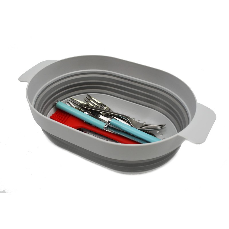 SAMMART 3L Over The Sink Oval Colander (Grey, 1)