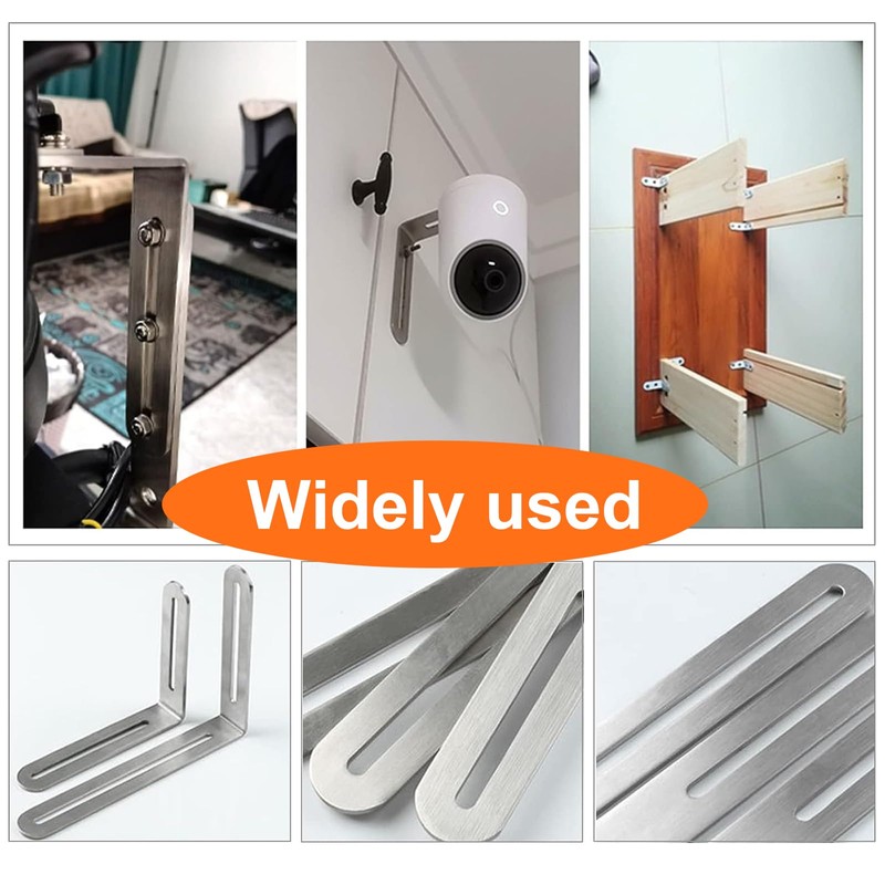 Pack of 2 Stainless Steel Angle Brackets, 90 Degree Right