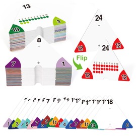 Edulok Addition and Subtraction Flash Cards, Triangle Math Flash Cards Math Games for Kids, Math Manipulatives Kindergarten Learning Activities Preschool Classroom Must Haves Homeschool Supplies