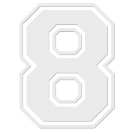 Applicable Pun Varsity Number 8 - Vinyl Decal - White 8 Inches Tall