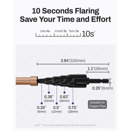 Lyncsedar Copper Tube Expander, 5-in-1 HVAC Swaging Tool, Drill Bit for 1/4'', 3/8'', 1/2'', 5/8'', and 3/4'' Soft Copper Tubes, Hex Shank, Swage Tube Expander for Air Conditioner Repair(Black 1PCS)