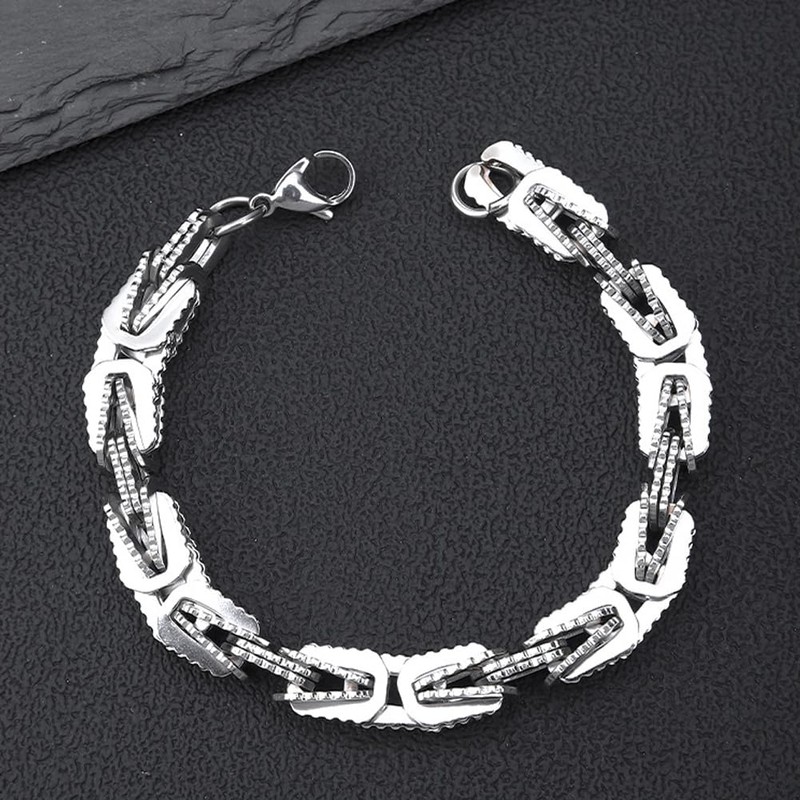 ULLMYYL Hip Hop Stainless Steel Cuban Link Chain Bracelet for