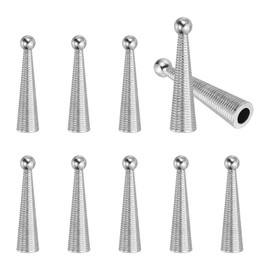 PATIKIL Bolo Tie Tips, 10Pcs 1.4 Inch Long Alloy Bolo Tie Supplies Replacement Cord End Caps 4.5mm Diameter for DIY Crafts Clothes Decor, Silver Tone