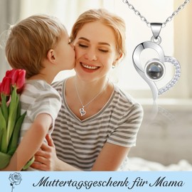 MANVEN Mother's Day Gift Necklace for Mum Gifts for Mum Birthday Gift for Mum Heart Necklace with I Love You in 100 Languages Women's Jewellery For My Mothers Mother's Day Christmas, Gemstone, No