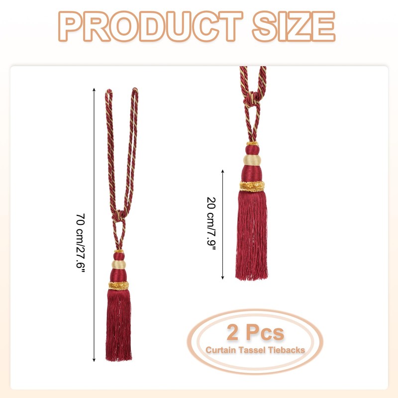 PATIKIL Curtain Tassel Tiebacks, 2 Pack 28" Gourd Shape Curtain