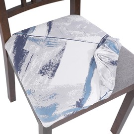 SearchI Juego de 6 fundas de asiento para sillas de comedor, elásticas, estampadas, extraíbles, lavables, tapizadas, para cocina, oficina (geometría 1)