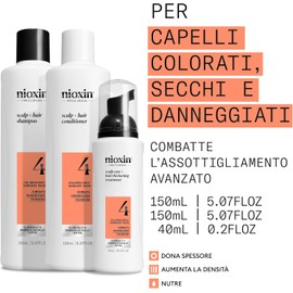 Nioxin Kit del Sistema 4 - Cabello Teñido y Dañado con Debilitamiento Avanzado - Champú, Acondicionador y Tratamiento Cuero Cabelludo (150+150+50ml)