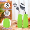 Ehucon Adaptive Utensils Angled Spoon and Fork for Hand Tremors
