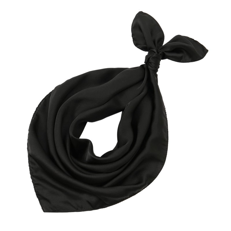 RIIQIICHY Womens Head Hair Scarf Black Like Satin Silk Scarf