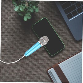 SUPVOX 2pcs Mini Headphones for Portable Voice Recording and Chatting Mic Sky Lightweight Handheld Condenser Mic for Mobile Phones and Laptops