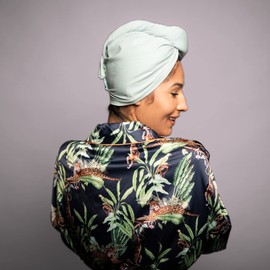 KISMETICS Hair Drying Towel Wrap,Knitted Fabric Soft Quick Hair Drying Turban,Super Absorbent Fast Drying Towel Wrap with Button for All Hair Types,for Women and Girls-Moss