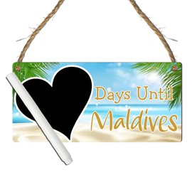 Days Until Maldives Countdown Plaque – Holiday Countdown Sign – Travel Decor for Maldives Lovers – Ideal for Counting Down to Your Dream Holiday in the Maldives (Sun Sparkles, With Pen)