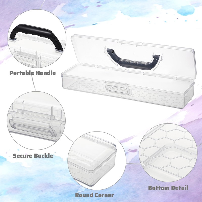 BTSKY 3 Pack Clear Plastic Painting Brush Container with Black
