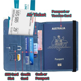 Passport Holder Cover, CA RFID Blocking Vaccine Card Travel Passport Wallet Leather Case for School Bussiness Trip Travel and Go Abroad (Pink)
