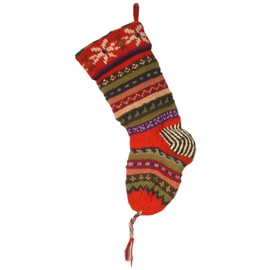 Taraluna - Fair Trade, Organic & Green Gifts Old Fashioned, Keepsake Quality Handknit Wool Christmas Stockings (Stripes - Red)