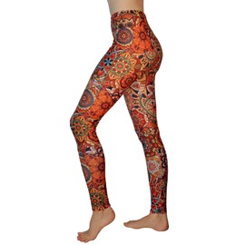 Comfy Yoga Pants - High Waisted Yoga Leggings with Bohemian Print - Extra Soft - Dry Fit (Happiness, S/M 4-10)