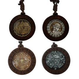 Mayan Necklace Aztec Necklace Maya Calendar Pendant Mexico Jewelry - 4 Pack