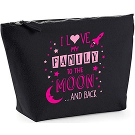 Hippowarehouse I Love My Family to the Moon and Back (Pink) printed make up cosmetic wash bag 18x19x9cm