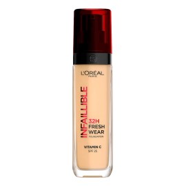L'Oréal Paris Infallible 32H Freshwear Base de Maquillaje Líquida, Larga Duración y Alta Cobertura con Acabado Luminoso y Sensación Ligera, Tono 130 True Beige, 30ml