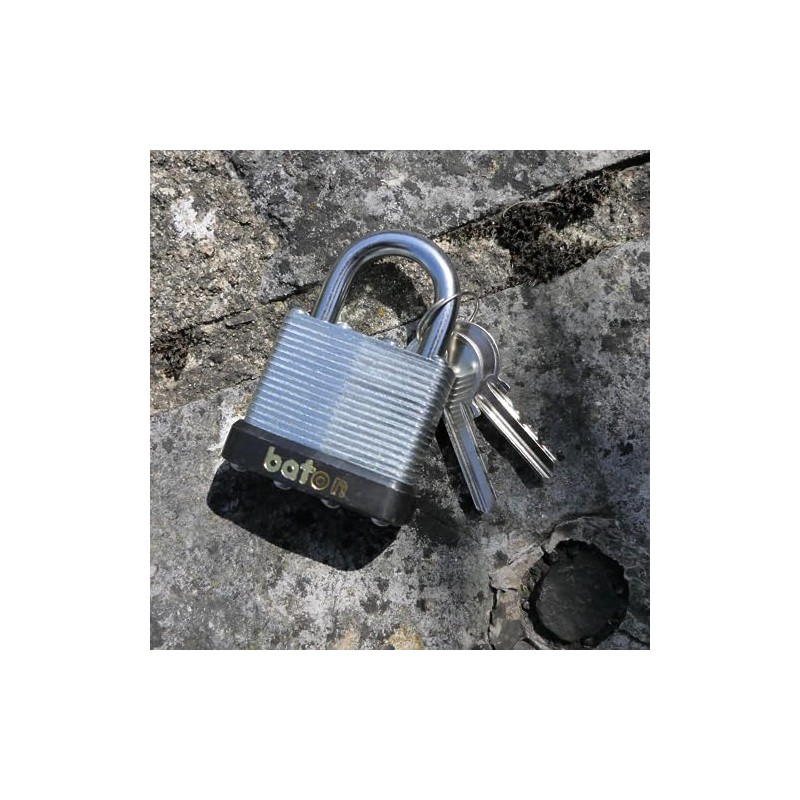 Baton Laminated Steel Padlock, 50mm, Shackle Diameter 8.7mm, Shackle Clearance