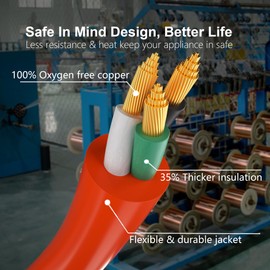 HUANCHAIN 12/3 Gauge Heavy Duty Outdoor Extension Cord 10 ft Waterproof with Lighted end, Flexible Cold-Resistant 3 Prong Electric Cord Outside, 15Amp 1875W 12AWG SJTW, Orange, ETL