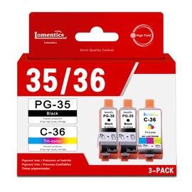 PGI-35/CLI-36 Value Pack Ink Cartridge (2 Black, 1 Color, 3-Pack) Lometic Compatible Replacement for Canon 35 36 Ink to Work with PIXMA iP100 iP110 TR150 Printer