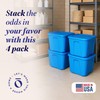 HOMZ 4-Pack Durable Molded Bin, Plastic Storage Containers w/Lids, 10